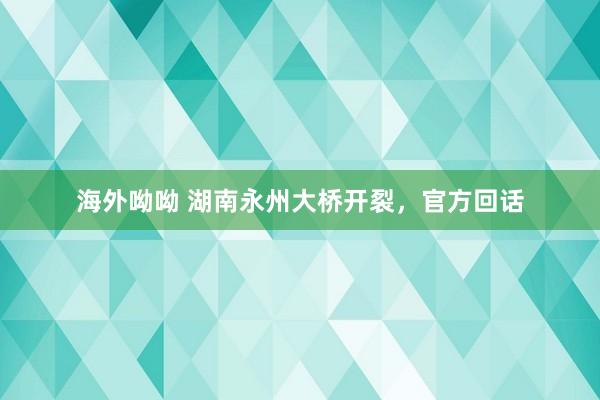 海外呦呦 湖南永州大桥开裂，官方回话