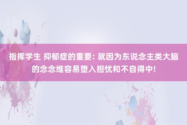 指挥学生 抑郁症的重要: 就因为东说念主类大脑的念念维容易堕入担忧和不自得中!